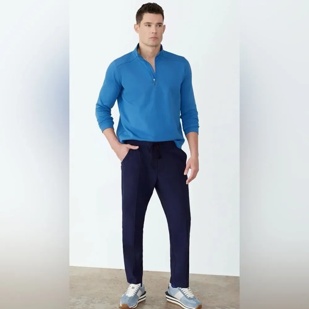 NWT GSTQ Men's Navy Flex Jogger Pants Elastic Waist Drawstring Pockets - Size 36